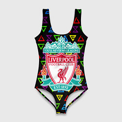 Купальник-боди 3D женский Liverpool pattern neon, цвет: 3D-принт