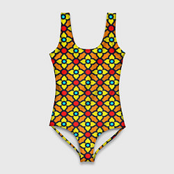 Купальник-боди 3D женский Цветочный витраж, цвет: 3D-принт