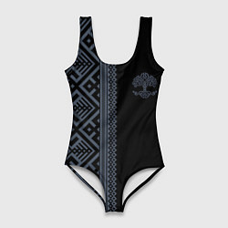 Купальник-боди 3D женский Славянские узоры и древо жизни, цвет: 3D-принт
