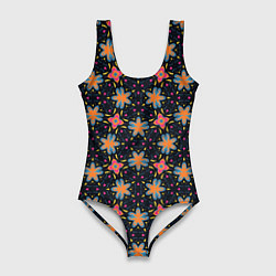 Купальник-боди 3D женский Цветочно-геометрический узор, цвет: 3D-принт