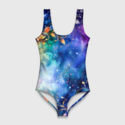 Купальник-боди 3D женский Волшебная светящаяся дымка с цветами, цвет: 3D-принт