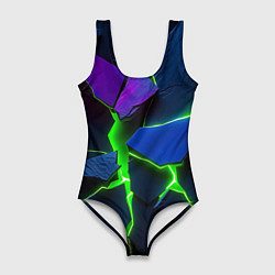 Купальник-боди 3D женский Neon tile, цвет: 3D-принт