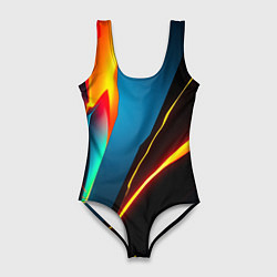 Купальник-боди 3D женский Multicoloured neon, цвет: 3D-принт
