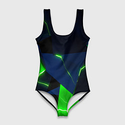 Купальник-боди 3D женский Neon tile green, цвет: 3D-принт