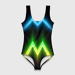 Купальник-боди 3D женский Neon multicolored lines, цвет: 3D-принт