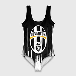 Купальник-боди 3D женский Ювентус текстура полосы спорт, цвет: 3D-принт