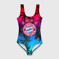 Купальник-боди 3D женский Бавария Мюнхен неон тропики, цвет: 3D-принт