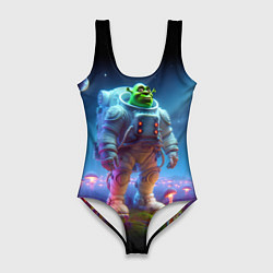 Купальник-боди 3D женский Шрек бравый космонавт - неоновое свечение, цвет: 3D-принт