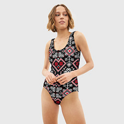 Купальник-боди 3D женский Славянский орнамент обережный, цвет: 3D-принт — фото 2