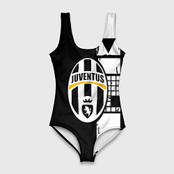 Купальник-боди 3D женский Ювентус геометрия белая, цвет: 3D-принт