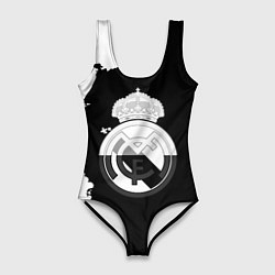 Женский купальник-боди Реал Мадрид черно белые краски
