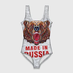 Купальник-боди 3D женский Bear: Made in Russia, цвет: 3D-принт