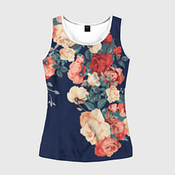 Майка-безрукавка женская Fashion flowers, цвет: 3D-белый