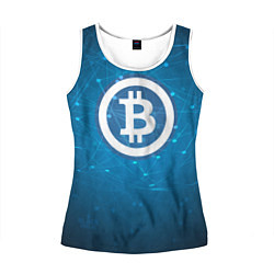 Майка-безрукавка женская Bitcoin Blue, цвет: 3D-белый