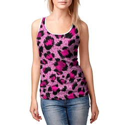 Майка-безрукавка женская Розовый леопард, цвет: 3D-белый — фото 2