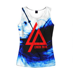 Майка-безрукавка женская Linkin Park blue smoke, цвет: 3D-белый
