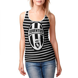 Майка-безрукавка женская FC Juventus: Black Lines, цвет: 3D-белый — фото 2