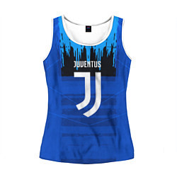 Майка-безрукавка женская FC Juventus: Blue Abstract, цвет: 3D-белый