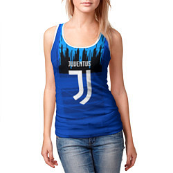 Майка-безрукавка женская FC Juventus: Blue Abstract, цвет: 3D-белый — фото 2
