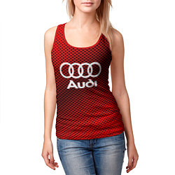Майка-безрукавка женская Audi: Red Carbon, цвет: 3D-красный — фото 2