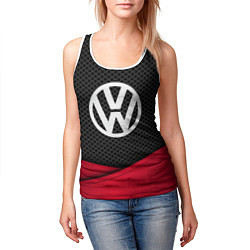 Майка-безрукавка женская Volkswagen: Grey Carbon, цвет: 3D-белый — фото 2