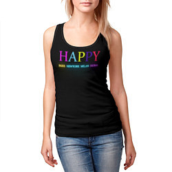 Майка-безрукавка женская HAPPY, цвет: 3D-черный — фото 2