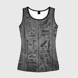 Майка-безрукавка женская Египетские Иероглифы 3D, цвет: 3D-черный