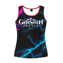 Майка-безрукавка женская GENSHIN IMPACT NEON FLASH НЕОНОВЫЕ РАЗРЯДЫ МОЛНИЙ, цвет: 3D-красный