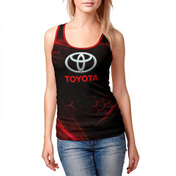 Майка-безрукавка женская Toyota Неоновые соты, цвет: 3D-красный — фото 2