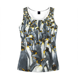 Майка-безрукавка женская Пингвины Penguins, цвет: 3D-белый