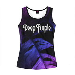 Майка-безрукавка женская Deep Purple neon monstera, цвет: 3D-черный