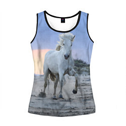 Майка-безрукавка женская Белый конь, цвет: 3D-черный