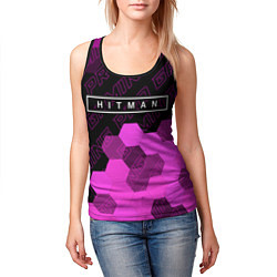 Майка-безрукавка женская Hitman pro gaming: символ сверху, цвет: 3D-черный — фото 2