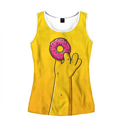 Майка-безрукавка женская Гомер и пончик, цвет: 3D-белый