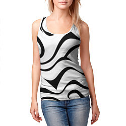 Майка-безрукавка женская Анималистическая абстракция зебры, цвет: 3D-белый — фото 2