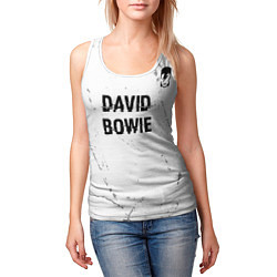 Майка-безрукавка женская David Bowie glitch на светлом фоне: символ сверху, цвет: 3D-белый — фото 2