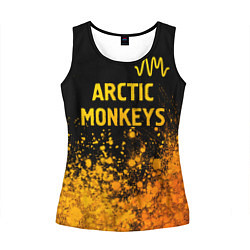 Майка-безрукавка женская Arctic Monkeys - gold gradient: символ сверху, цвет: 3D-черный