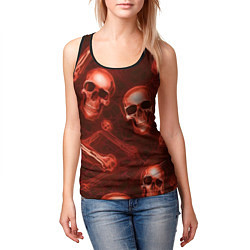 Майка-безрукавка женская Красные черепа и кости, цвет: 3D-черный — фото 2