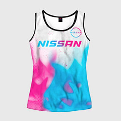 Майка-безрукавка женская Nissan neon gradient style посередине, цвет: 3D-черный