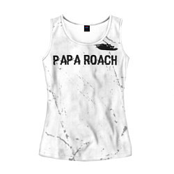Майка-безрукавка женская Papa Roach glitch на светлом фоне посередине, цвет: 3D-белый