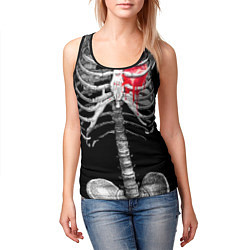 Майка-безрукавка женская Скелет с сердцем цвета 3D-черный — фото 2