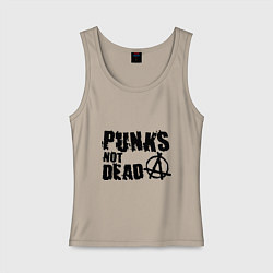 Майка женская хлопок Punks not dead, цвет: миндальный