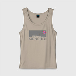 Майка женская хлопок Bayern Munchen - Munchen City grey 2022, цвет: миндальный