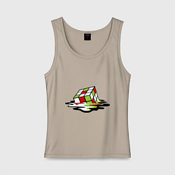 Майка женская хлопок Кубик рубика, цвет: миндальный