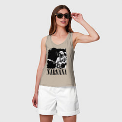 Майка женская хлопок Black Nirvana, цвет: миндальный — фото 2