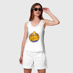 Майка женская хлопок Гомер и пицца, цвет: белый — фото 2