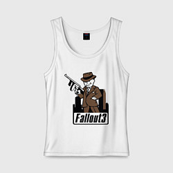 Майка женская хлопок Fallout Man with gun, цвет: белый