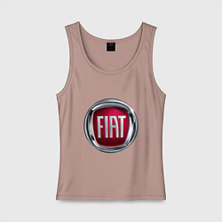 Майка женская хлопок FIAT logo, цвет: пыльно-розовый