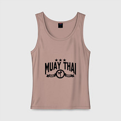 Майка женская хлопок Muay thai boxing, цвет: пыльно-розовый