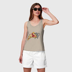 Майка женская хлопок Кусочек пиццы парная, цвет: миндальный — фото 2